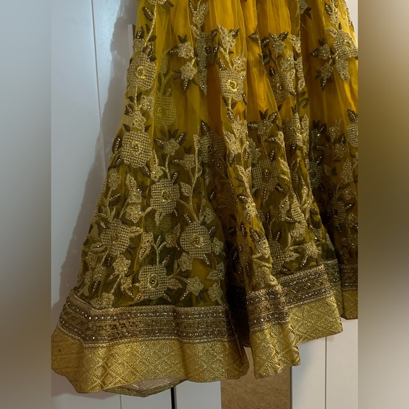 Yellow and Gold Indian Lengha - Picture 4 of 9